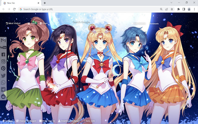 Le fond d'écran Sailor Moon de la boutique en ligne Chrome doit être exécuté avec OffiDocs Chromium en ligne