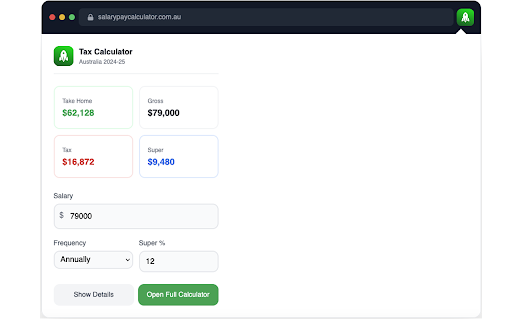 Salary Pay Calculator Australia  from Chrome web store to be run with OffiDocs Chromium online