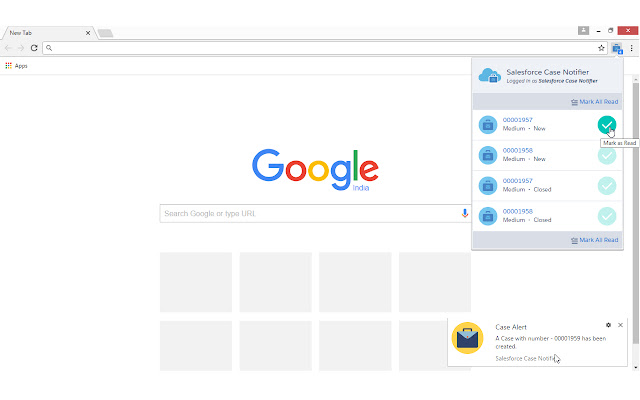 Salesforce Case Notifier dal negozio web di Chrome da eseguire con OffiDocs Chromium online