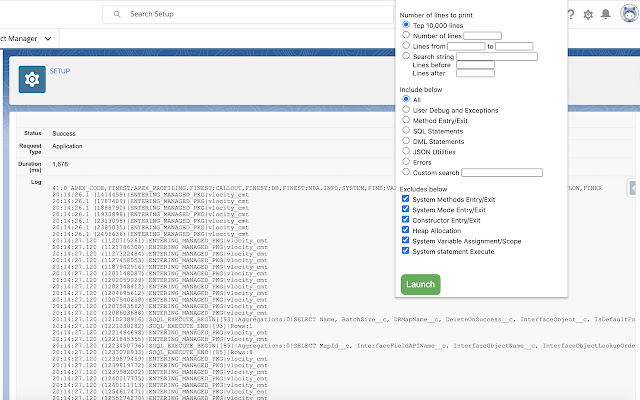 Salesforce Debug Log viewer  from Chrome web store to be run with OffiDocs Chromium online