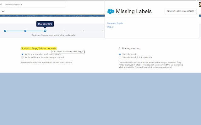Salesforce Labeler  from Chrome web store to be run with OffiDocs Chromium online