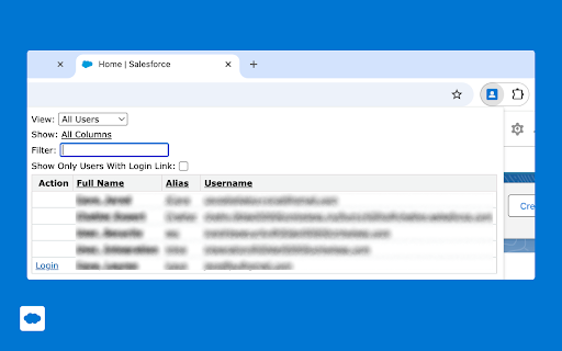 Salesforce Login As User  from Chrome web store to be run with OffiDocs Chromium online