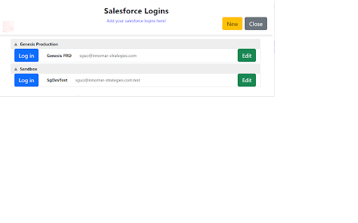 Salesforce Logins  from Chrome web store to be run with OffiDocs Chromium online