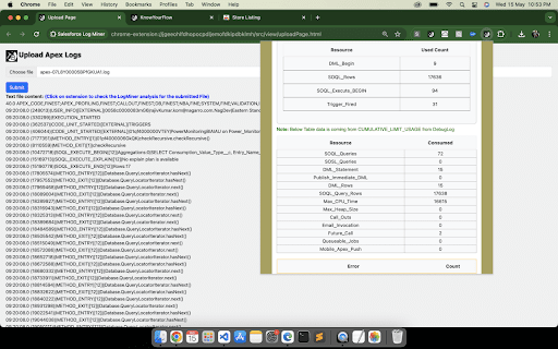 Salesforce Log MinerNow Visualize  from Chrome web store to be run with OffiDocs Chromium online