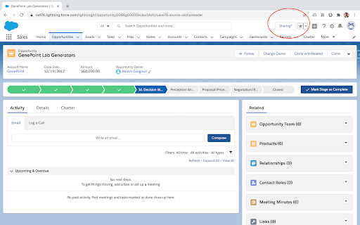 Salesforce Sharing Button  from Chrome web store to be run with OffiDocs Chromium online