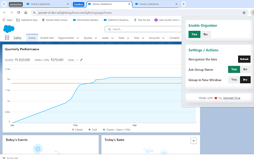 Salesforce Tab Organizer  from Chrome web store to be run with OffiDocs Chromium online