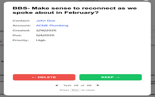 Salesforce Task Cleaner  from Chrome web store to be run with OffiDocs Chromium online