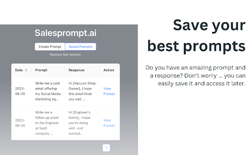 Salesprompt.ai Sales Email w/ ChatGPT  AI  from Chrome web store to be run with OffiDocs Chromium online
