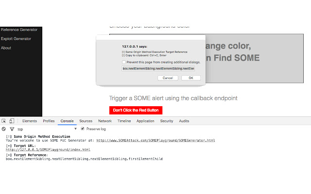 Same Origin Method Execution Targeting Tool  from Chrome web store to be run with OffiDocs Chromium online