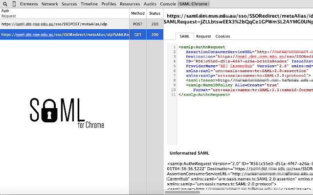 SAML Chrome Panel  from Chrome web store to be run with OffiDocs Chromium online