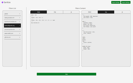 Sanitize  from Chrome web store to be run with OffiDocs Chromium online