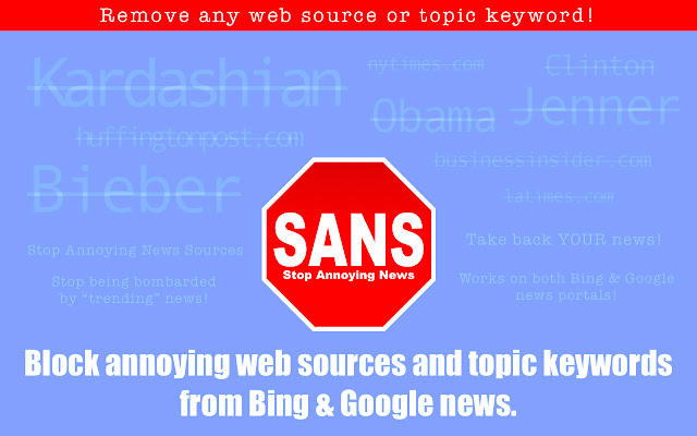 SANS Stop Annoying News  from Chrome web store to be run with OffiDocs Chromium online