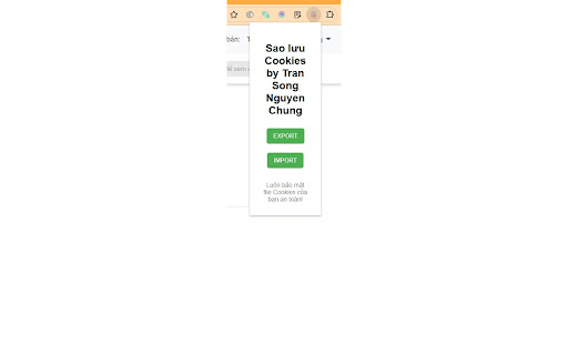 Sao lưu Cookies by Tran Song Nguyen Chung  from Chrome web store to be run with OffiDocs Chromium online