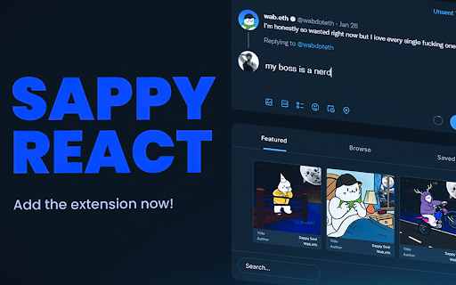 Sappy React  from Chrome web store to be run with OffiDocs Chromium online