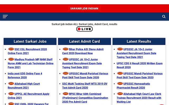 Sarkari Job  from Chrome web store to be run with OffiDocs Chromium online