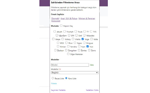 Sarı Site Çoklu Filtreleme  from Chrome web store to be run with OffiDocs Chromium online