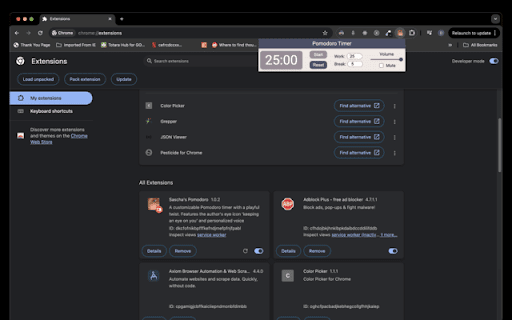 Saschas Pomodoro  from Chrome web store to be run with OffiDocs Chromium online