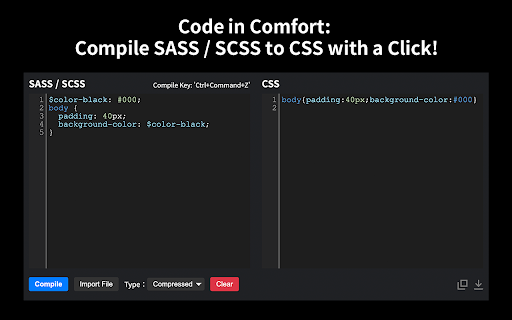 Sass Compiler  from Chrome web store to be run with OffiDocs Chromium online