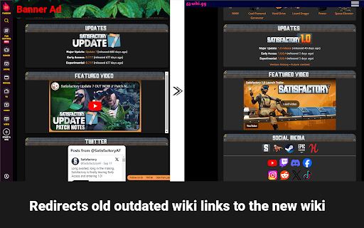 Satisfactory Wiki Redirector  from Chrome web store to be run with OffiDocs Chromium online