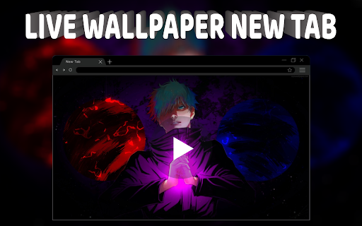 Satoru Gojo With Red and Blue Circles Live Wallpaper  from Chrome web store to be run with OffiDocs Chromium online