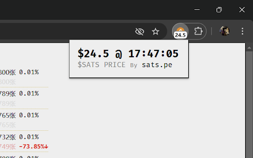 Sats Price  from Chrome web store to be run with OffiDocs Chromium online