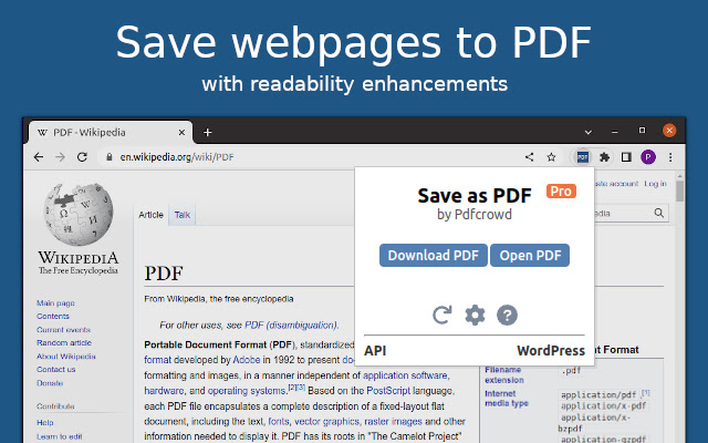 Save as PDF  from Chrome web store to be run with OffiDocs Chromium online