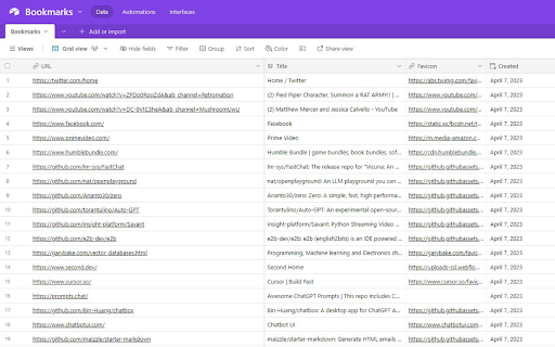 Save Bookmarks To Airtable  from Chrome web store to be run with OffiDocs Chromium online