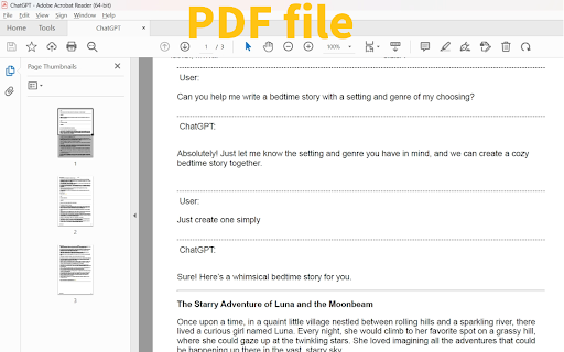 Save ChatGPT to PDF  from Chrome web store to be run with OffiDocs Chromium online