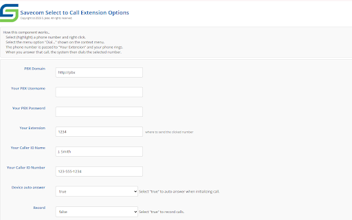 Savecom SelectToCall  from Chrome web store to be run with OffiDocs Chromium online