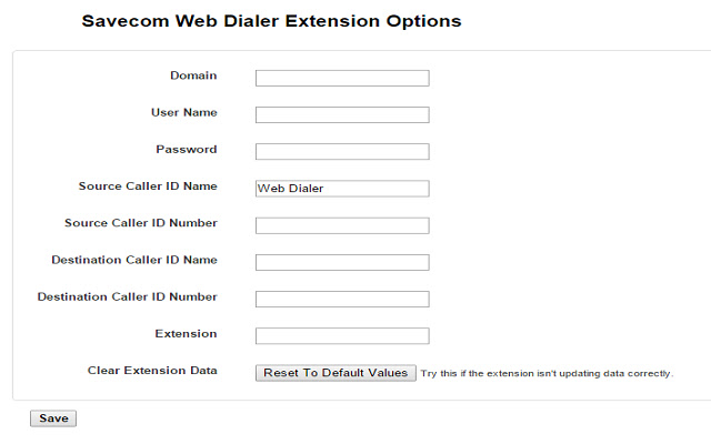 Savecom Web Dialer  from Chrome web store to be run with OffiDocs Chromium online