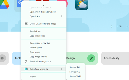 Save image as Type  from Chrome web store to be run with OffiDocs Chromium online