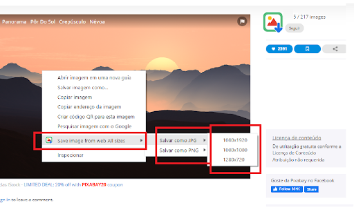 Save image from web All sizes  from Chrome web store to be run with OffiDocs Chromium online