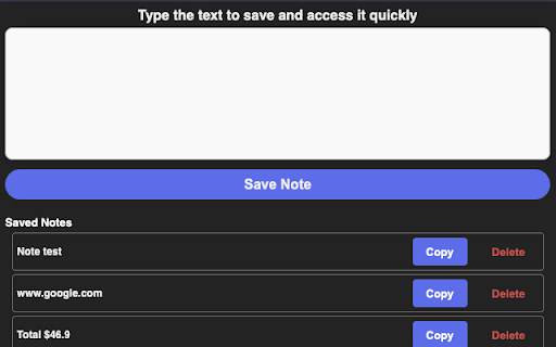 Save information temporarily.  from Chrome web store to be run with OffiDocs Chromium online