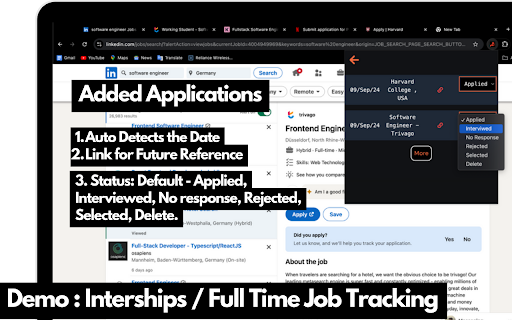 SaveIt Application Tracker  from Chrome web store to be run with OffiDocs Chromium online