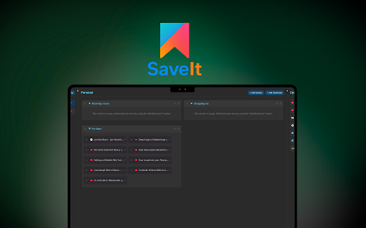 SaveIt Bookmark Manager  from Chrome web store to be run with OffiDocs Chromium online