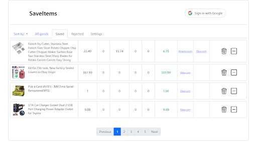 SaveItems for dropshipping in Google Sheets  from Chrome web store to be run with OffiDocs Chromium online
