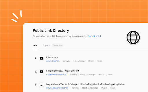 Saveku – Online bookmark manager  from Chrome web store to be run with OffiDocs Chromium online