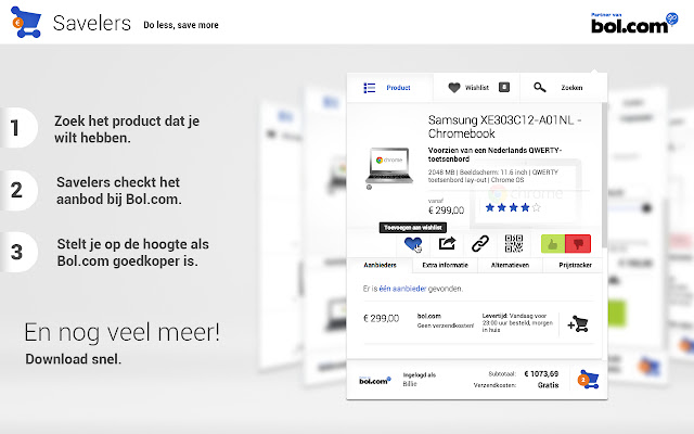 Savelers App voor Bol.com  from Chrome web store to be run with OffiDocs Chromium online