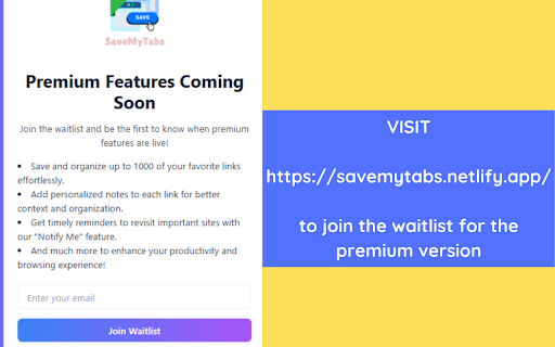 SaveMyTabs The Ultimate Tab Manager  from Chrome web store to be run with OffiDocs Chromium online