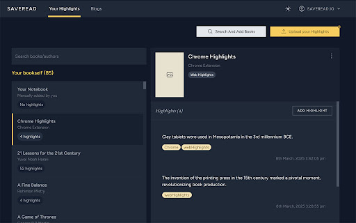 Saveread.io Highlight and Save  from Chrome web store to be run with OffiDocs Chromium online