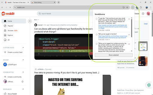 SaveSource | Instant copy with context  from Chrome web store to be run with OffiDocs Chromium online