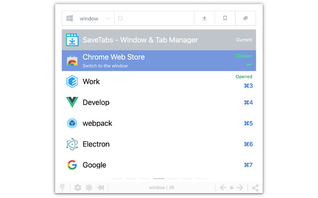 SaveTabs Window  Tab Manager  from Chrome web store to be run with OffiDocs Chromium online