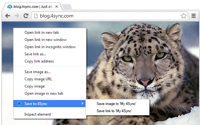Save to 4Sync  from Chrome web store to be run with OffiDocs Chromium online