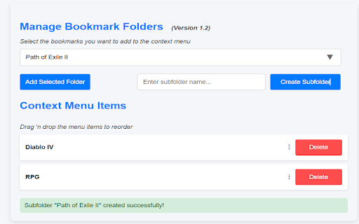 Save to Bookmark Folder  from Chrome web store to be run with OffiDocs Chromium online