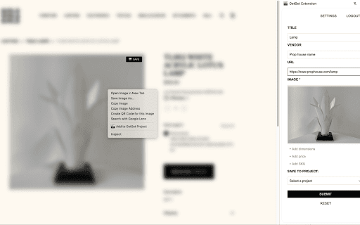 Save to GetSet  from Chrome web store to be run with OffiDocs Chromium online