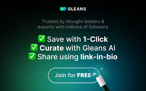 Save to Gleans ✨  from Chrome web store to be run with OffiDocs Chromium online