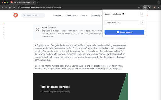 Save to NoteBookLM  from Chrome web store to be run with OffiDocs Chromium online