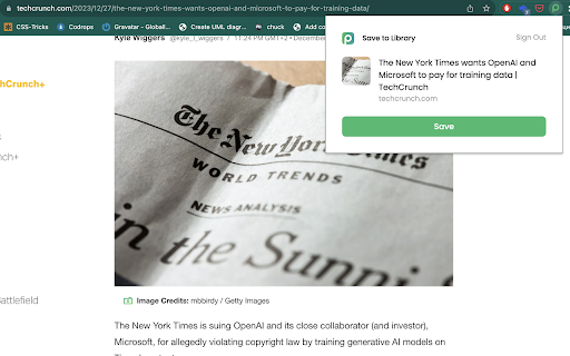 Save to Peech  from Chrome web store to be run with OffiDocs Chromium online