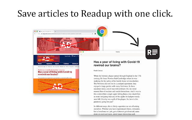 Save to Readup  from Chrome web store to be run with OffiDocs Chromium online