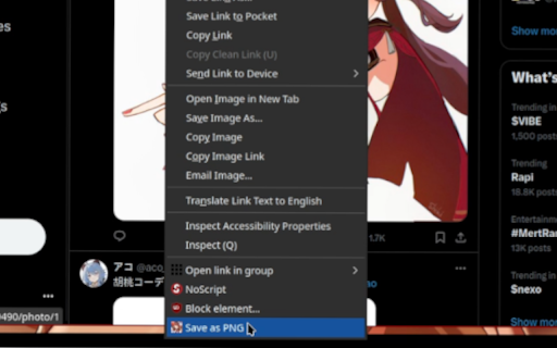 Save Twitter Image as PNG  from Chrome web store to be run with OffiDocs Chromium online